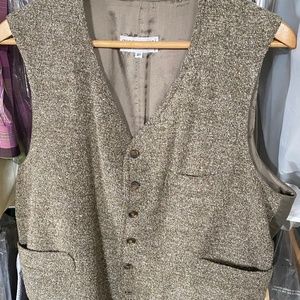 Giorgio Armani Men's Vest, Large, Brown/white tweed